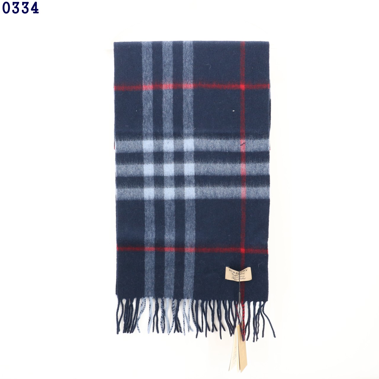 👹버버리 슬림 체크 캐시미어 머플러 네이비👹