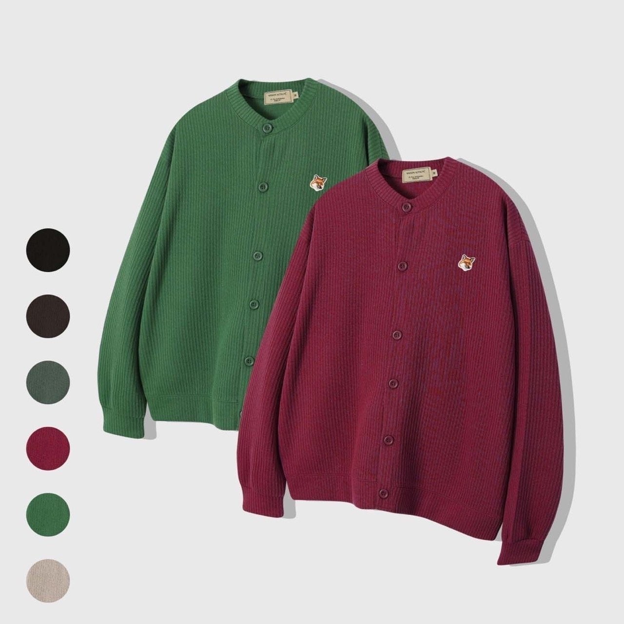 💕 메* 키츠네 브라운 폭스헤드 라운드 골지 가디건