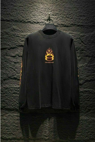 💕 발**** 불꽃 긴팔 워싱 티셔츠