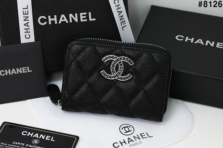 🍀 [CHANEL] 샤넬 CC 레터링 지퍼 캐비어 카드 지갑 🍀