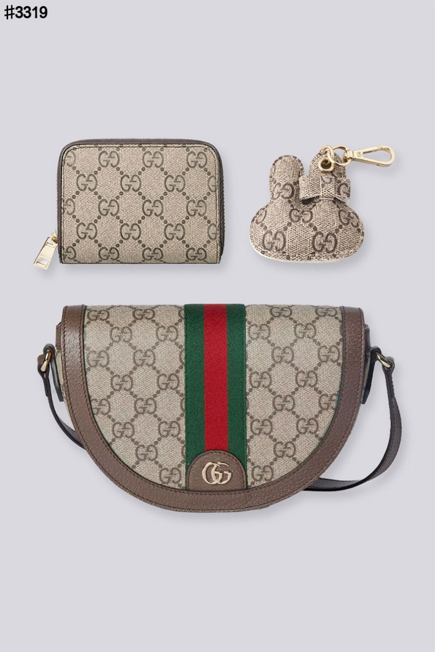 🍀 [GUCCI] 구찌 오피디아 미니 GG 숄더백 & GG 지퍼 어라운드 반지갑 & 레더 키링 셋 🍀