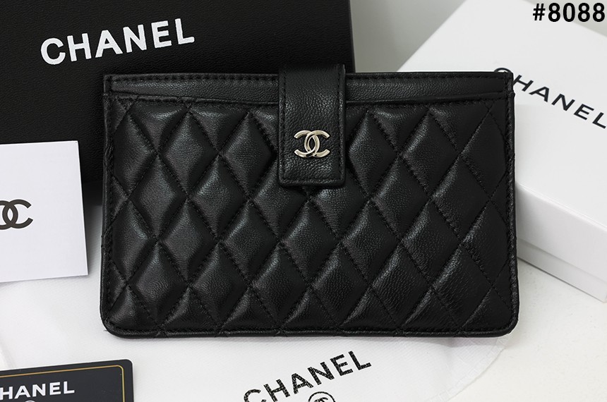 🍀 [CHANEL] 샤넬 클래식 램스킨 카드홀더 파우치 장지갑 🍀