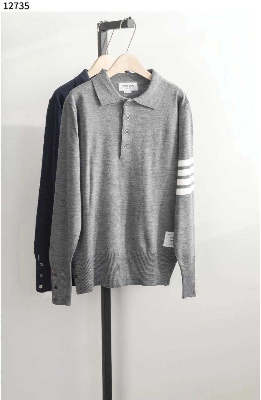 톰브라운 파인 메리노 4바 카라 니트