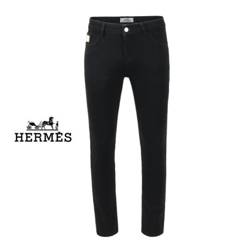 에르메스 시그니처 사각 로고 블랙 슬림진 청바지