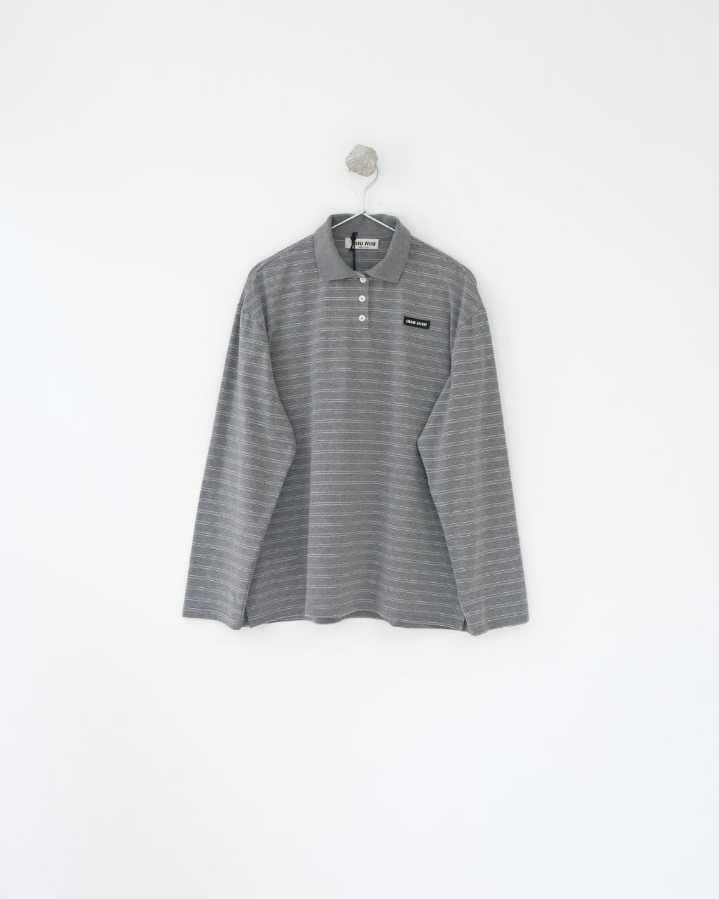 •미우미* 스트라이프 그레이 폴로 셔츠 - 수입