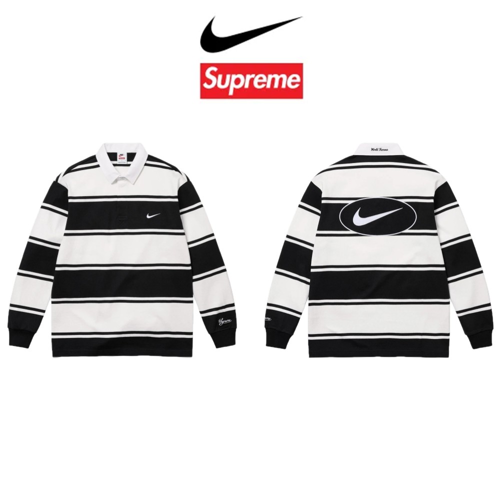재입고!! 나*키x슈*림 스트라이프 럭비 카라(블랙)