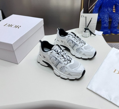 💕 디* 크로노 스니커즈 화이트 & 블랙 가죽-이펙트 패널, 메시