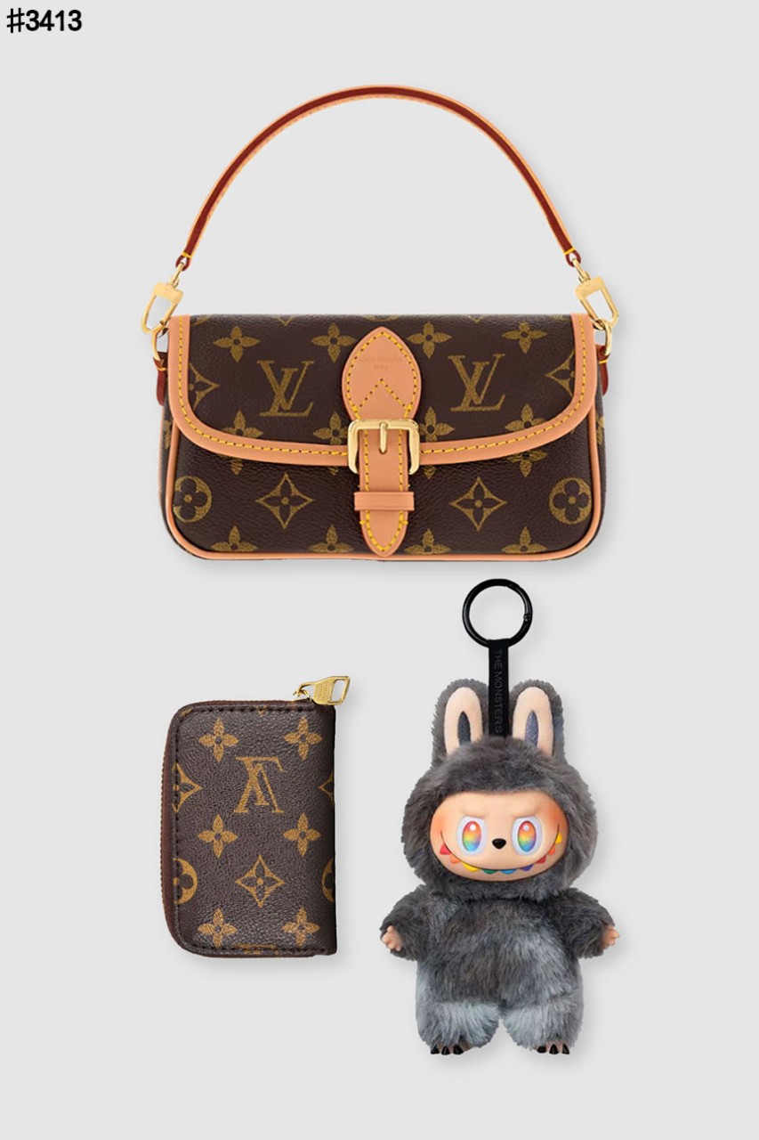 🍀 [LOUIS VUITTON] 루이비통 나노 다이앤 & 모노그램 어라운드 반지갑 & 라부부 시크릿 키링 셋 🍀