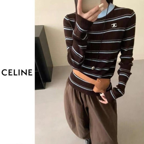 셀린느 여성 스트라이프 베이직 니트