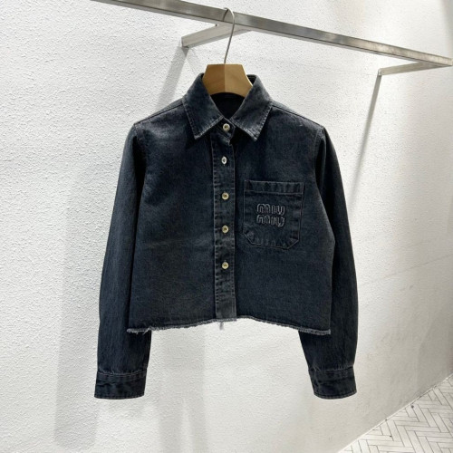 미우미우 여성 흑청 데님 셔츠 자켓