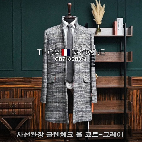 💕 톰* 사선완장 글렌체크 울 코트