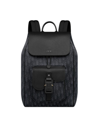 💕 디* Saddle 플랩 백팩 블랙 D*or Oblique 자카드 & 블랙 그레인 송아지 가죽