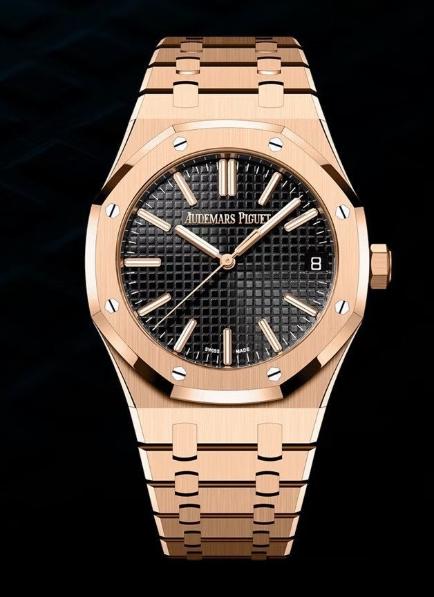 💕 오**피게 로얄오크 블랙다이얼 핑크골드 금통15510 OR