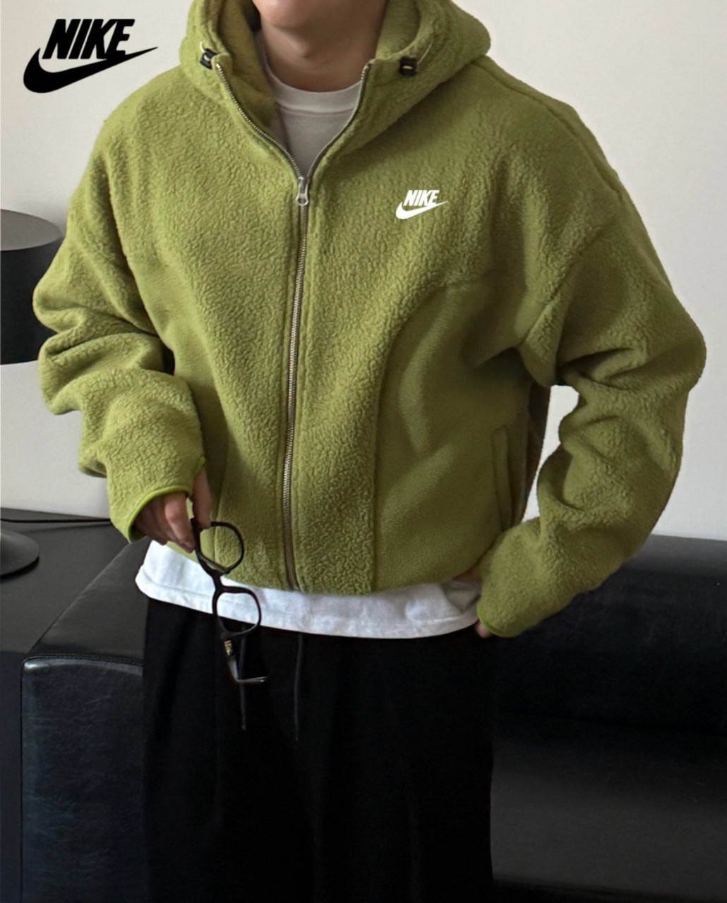 NK 자수 덤블후리스 후드 집업