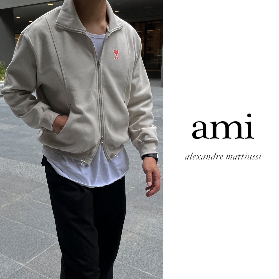 19997_AM 레드패치 하이넥 크롭리벳 집업