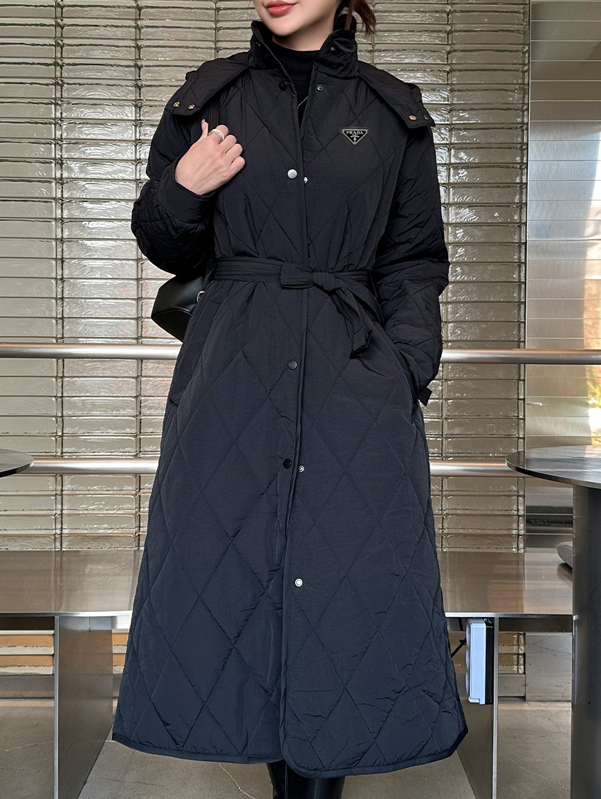 20549_PRD 퀄팅 스트랩 후드 누빔 코트패딩