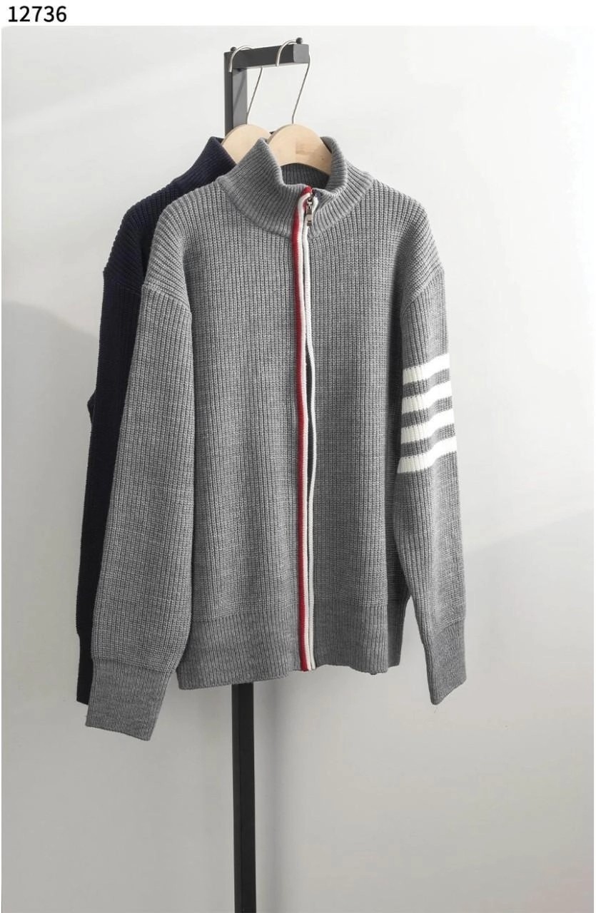 TB 사선완장 베이직 니트 집업