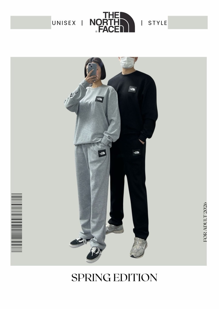 <노스 자수 와펜 맨투맨 세트>