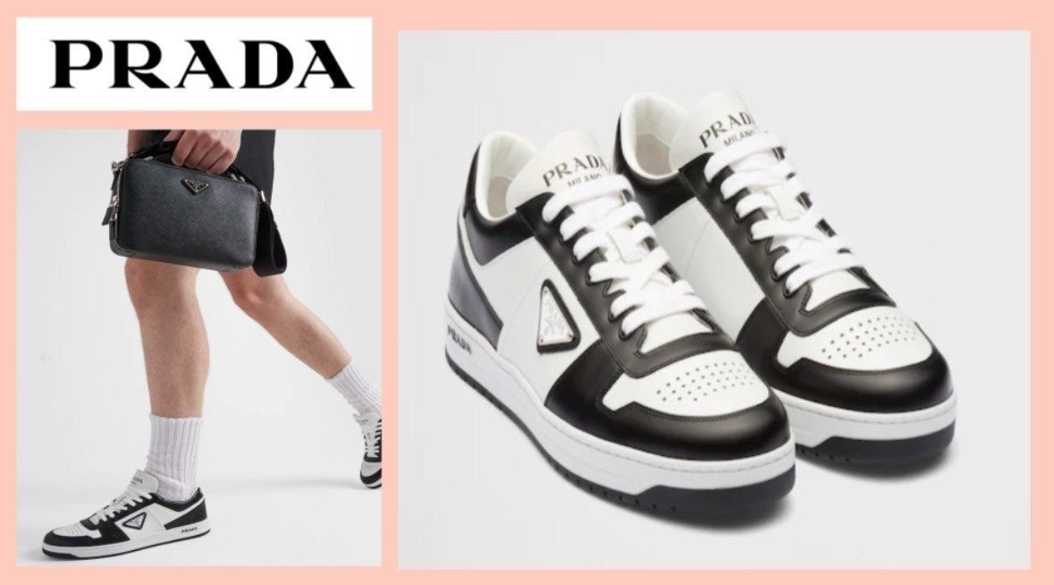 💕 프** 남성 다운타운 레더 스니커즈 화이트 블랙