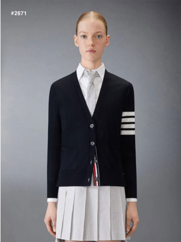 🍀 [THOM BROWNE] 톰브라운 여성 사선완장 클래식 브이넥 가디건 🍀 재입고완료