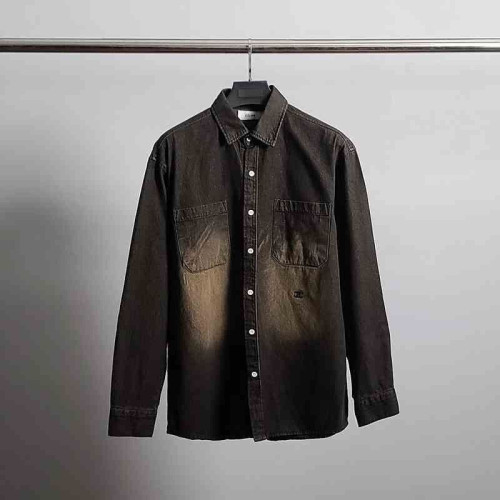 💕 셀** 로고자수 워싱 오버 데님 셔츠