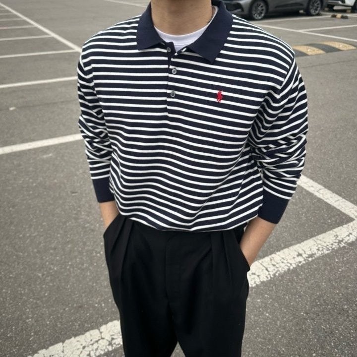 💕 폴* 랄프로렌 단가라 카라 긴팔니트