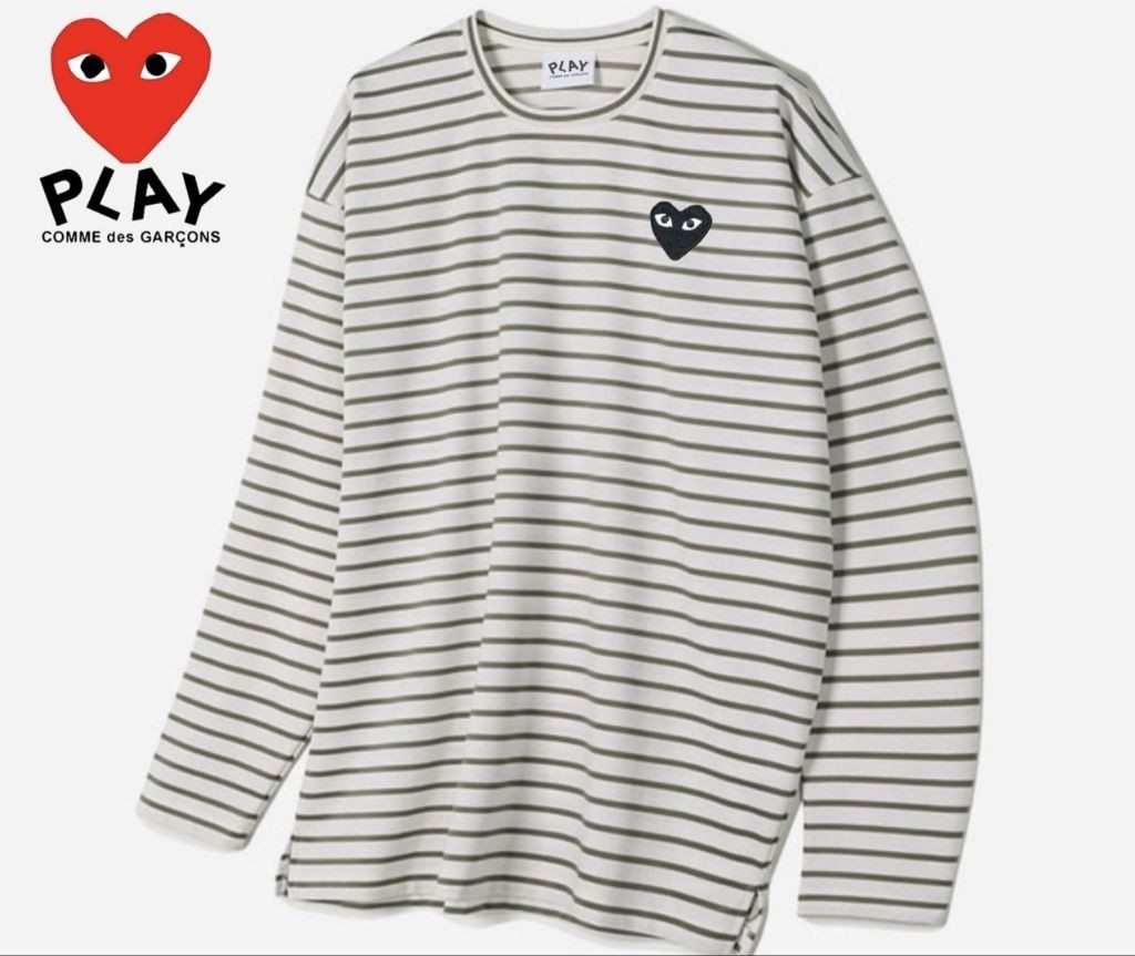 꼼데가르송 플레이 스트라이프 분또 긴팔티