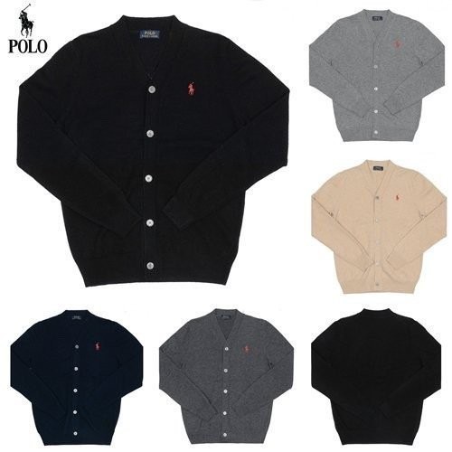 폴로 레드 포니 자수 베이직 가디건