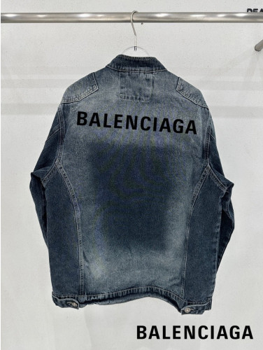 발렌시아가 패치 절개 차이나넥 워싱 청자켓