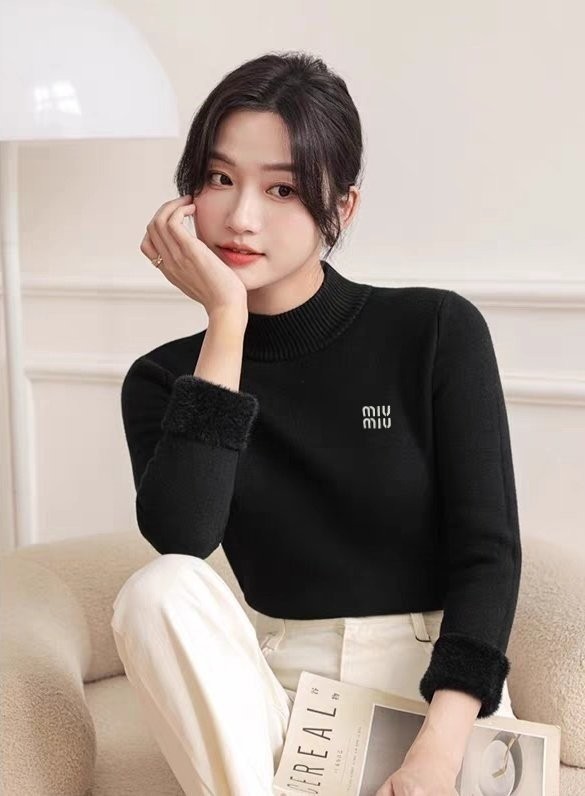 미우미우 여성 밍크 기모 폴라 니트