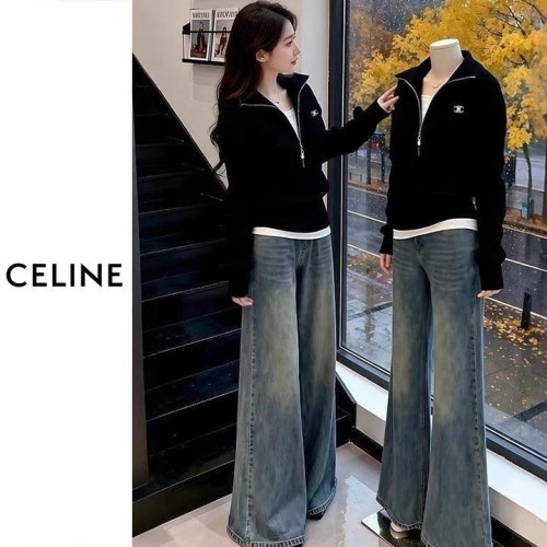 셀린느 여성 하이넥 스웨터 반집업