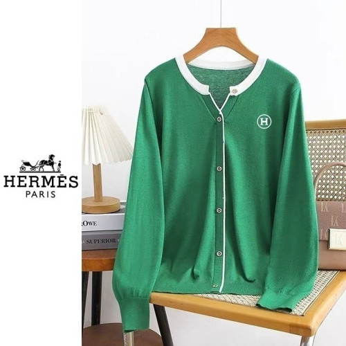 에르메스 여성 라인 배색 버튼 스웨터 가디건