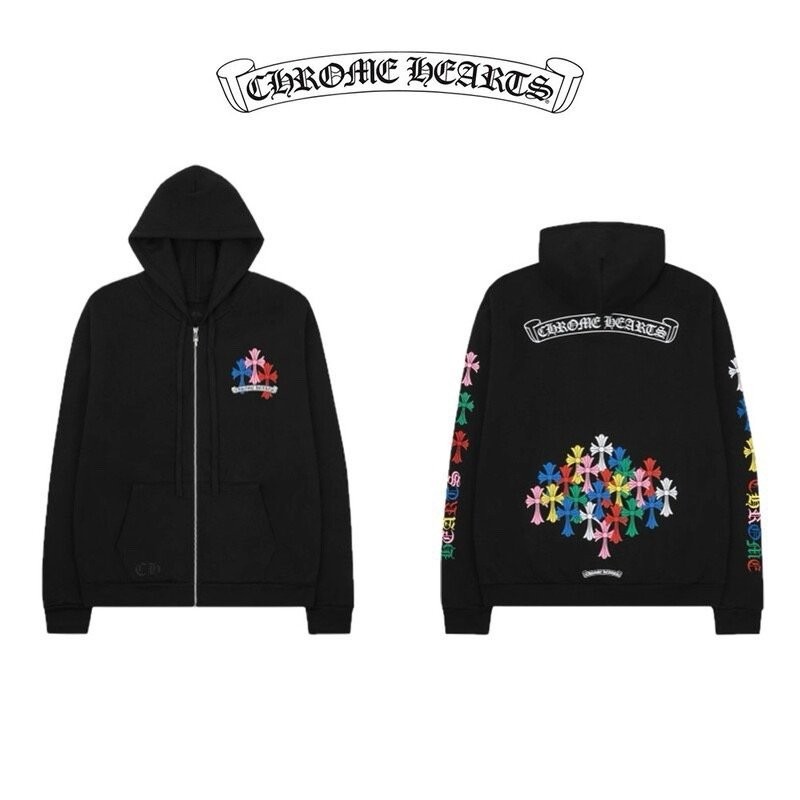 크롬하츠 멀티 컬러 크로스 후드집업