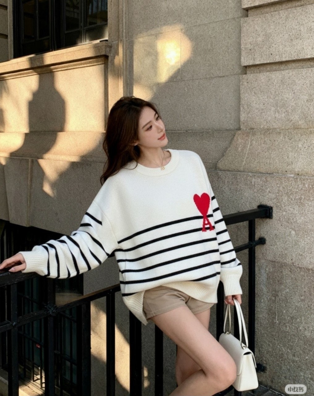 💕 아* 자가드 빅하트 스트라이프 울스웨터 니트➡️수입최고급(남녀공용)