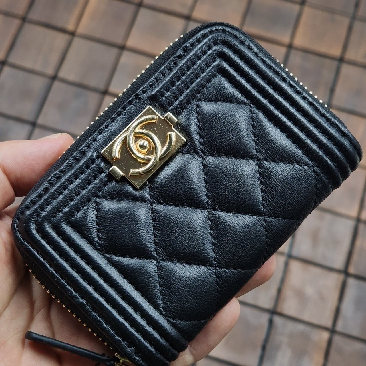 💕 [445번] 샤* 보이 램스킨 금장 지퍼 카드지갑