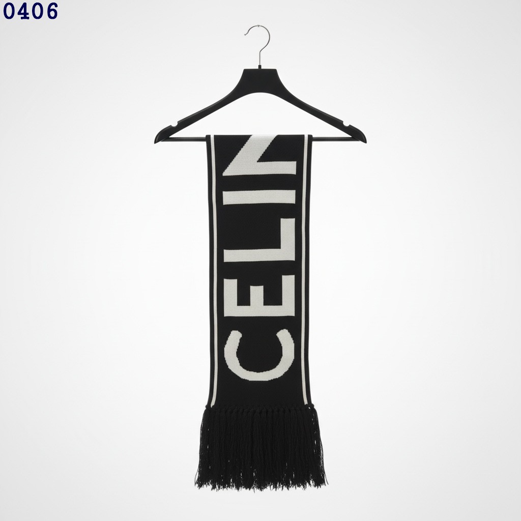 👹셀린느 블랙&화이트 울 캐시미어 머플러👹