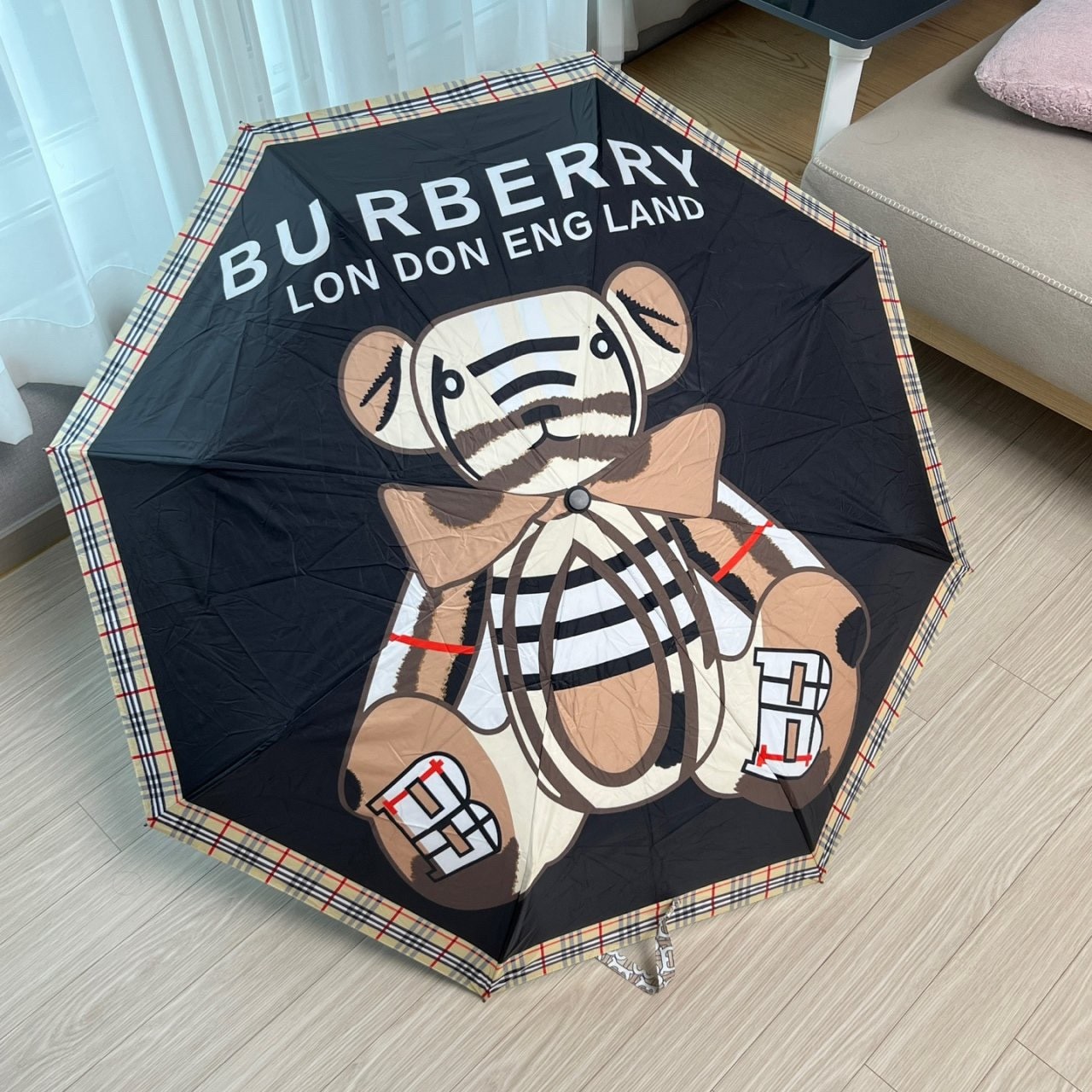 👹버버리 보타이 테디베어 블랙 3단 자동우산&양산 겸용👹