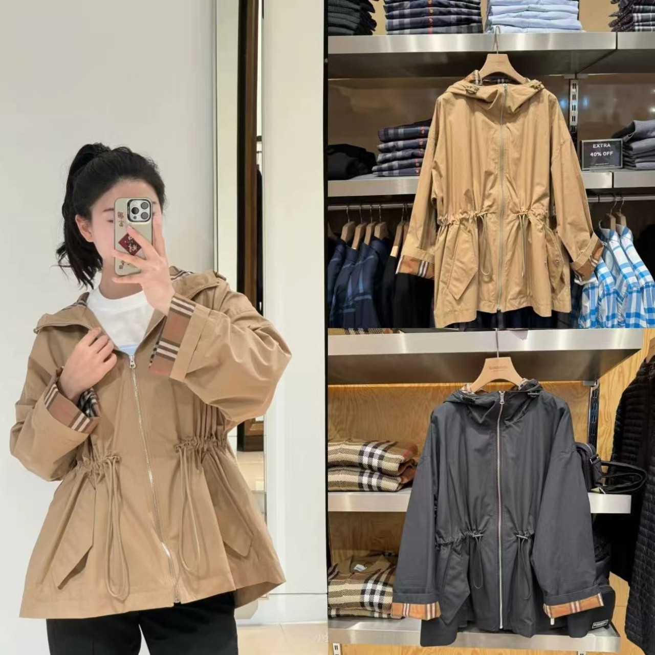 #버버리 [ B*RBERRY ] 수입 이너체크 드로스트링 코튼 후드 자켓  입고💢 #여성상의 #자켓