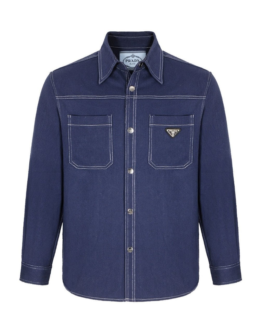 💕 프** 수입 라이트 데님 트라이앵글 로고 재킷 블루