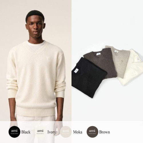 💕 아* 드 꾀흐 까마이외 자수 V넥 울 스웨터 (남성)