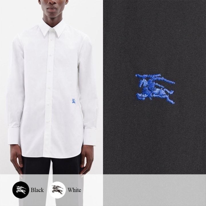 💕 버** 웨이스트 기마 자수 코튼 셔츠