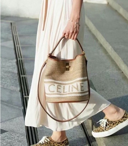 셀린 라피아16 버킷백