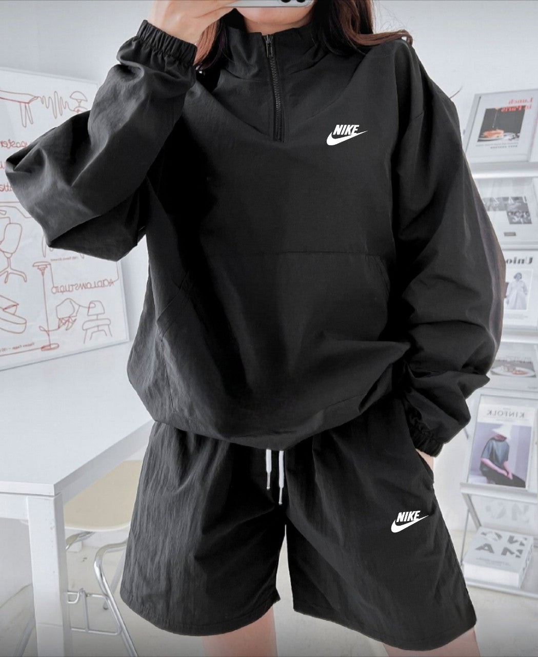 나 루키아노락 반지퍼 반바지 세트 234