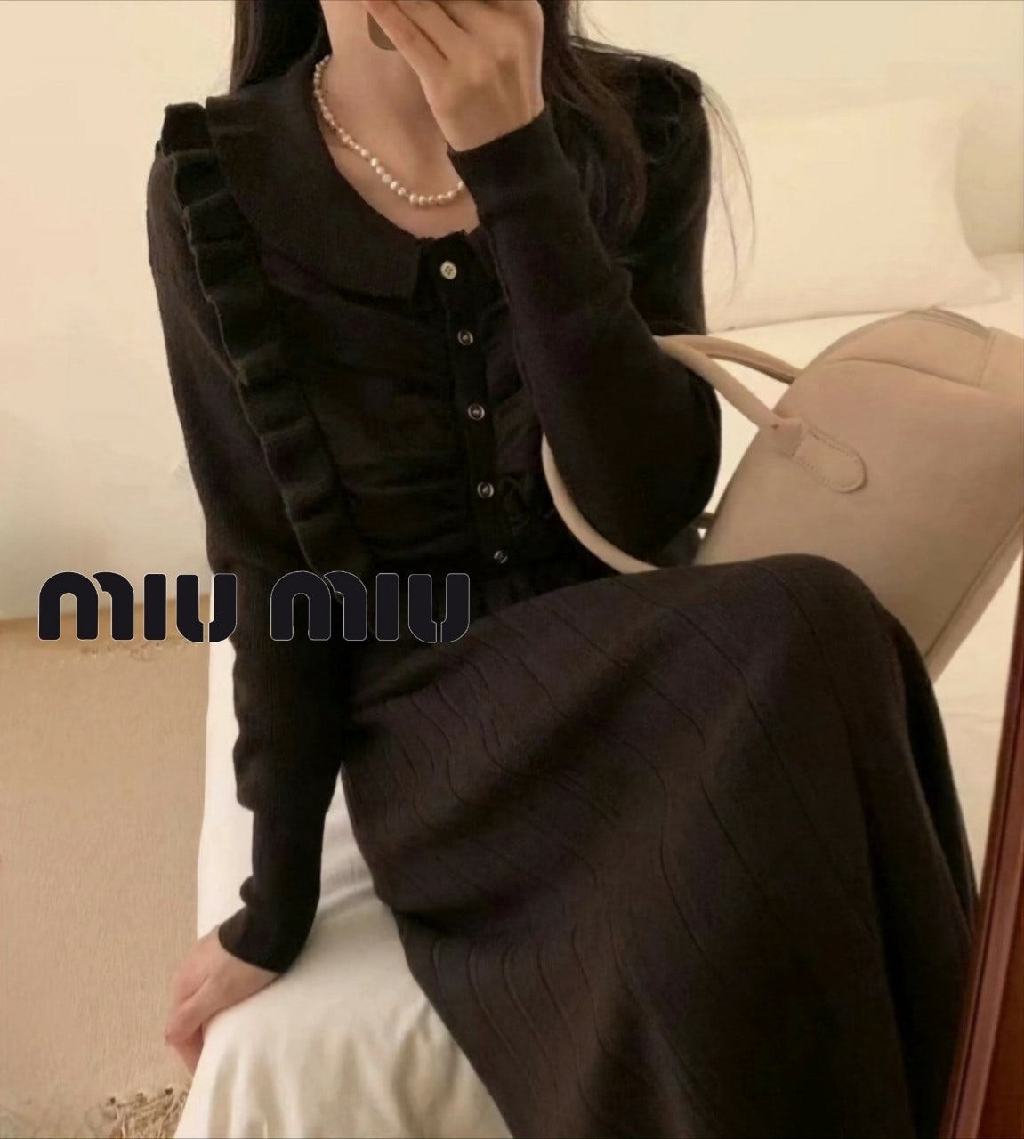 미미 프릴카라 스커트 니트 세트 1016