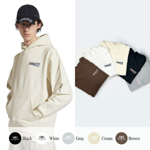 #티셔츠 발.렌시아가 폴리티컬 캠페인 로고 자수 후드 (min 740958)