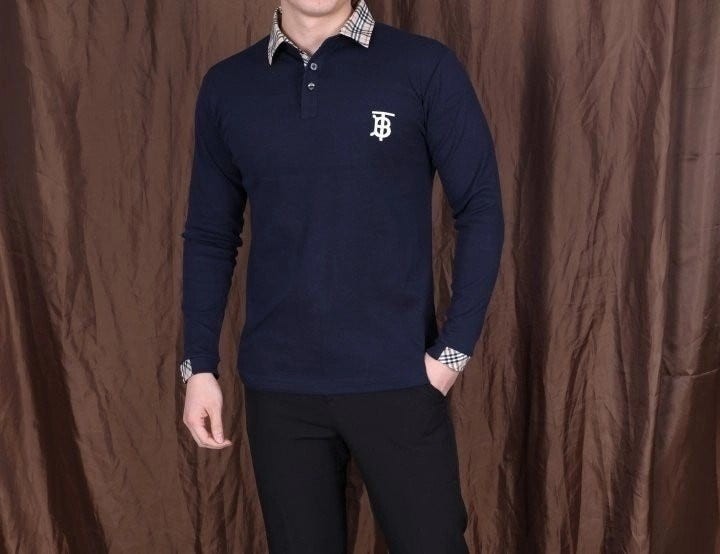 💕 버** 모노그램 자수 카라 긴팔티셔츠