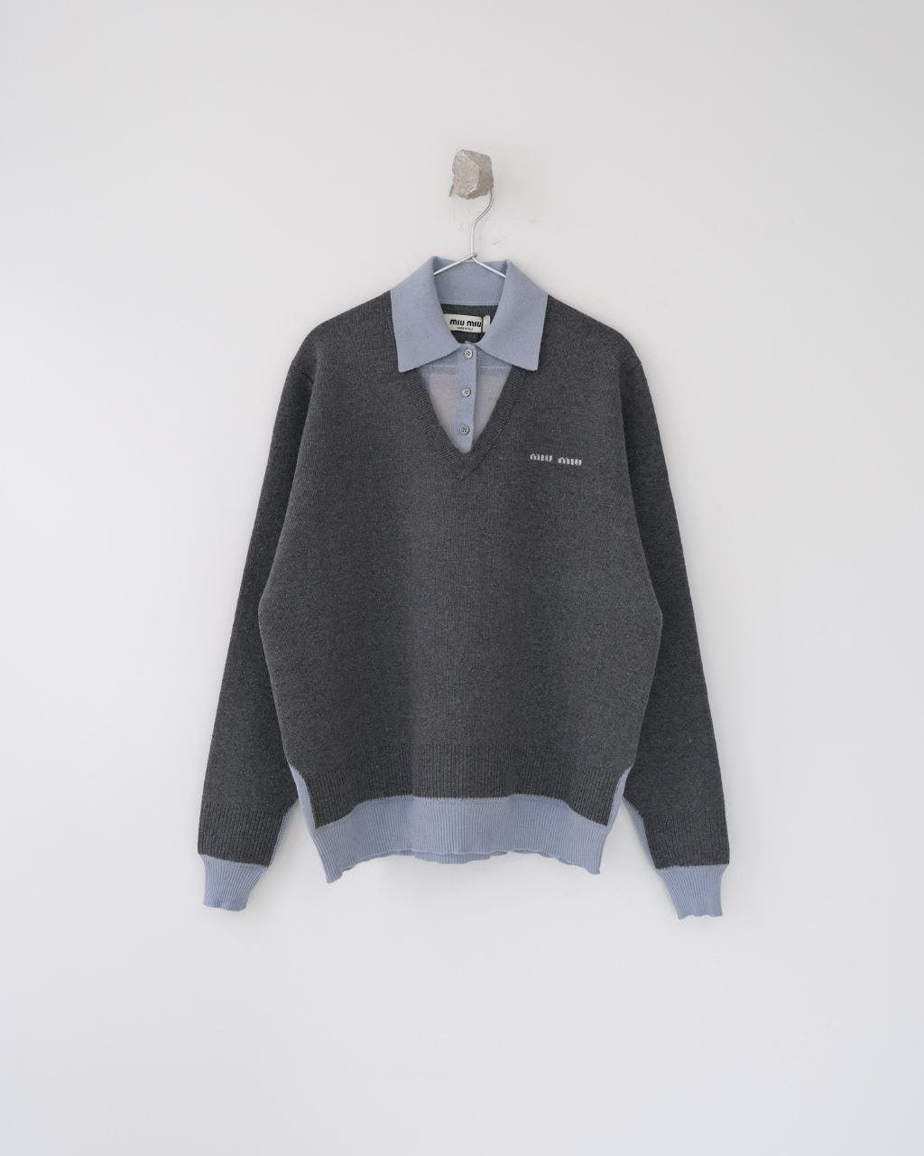 💕 미*** 26 페이크 레이어드 울 폴로 스웨터 - 수입