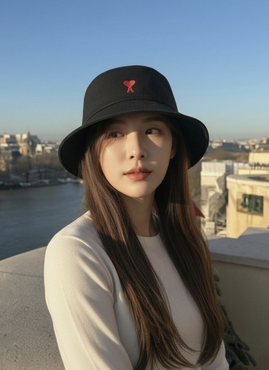 💕 아* A 하트자수 버킷햇