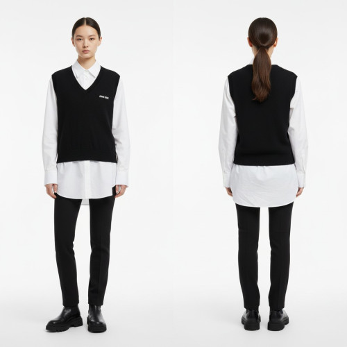 미우미우 인타르시아 V넥 조끼