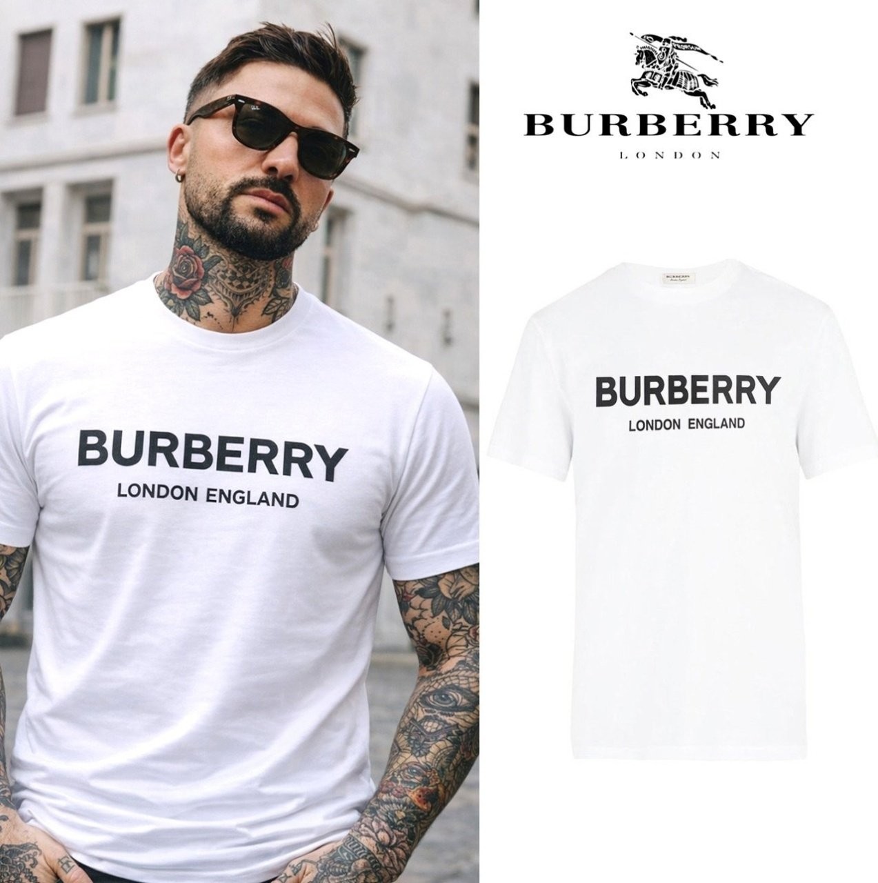 ◽▫️ 2026 S/S 버♡리 런던.잉글랜드 프린팅 T-Shilt ⚪